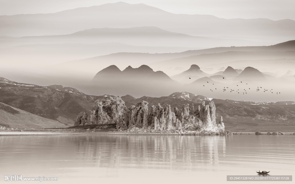 高档 最新山水墙画 tif分层