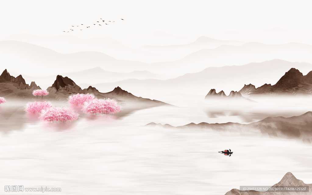 爆款 最新山水墙画 tif分层