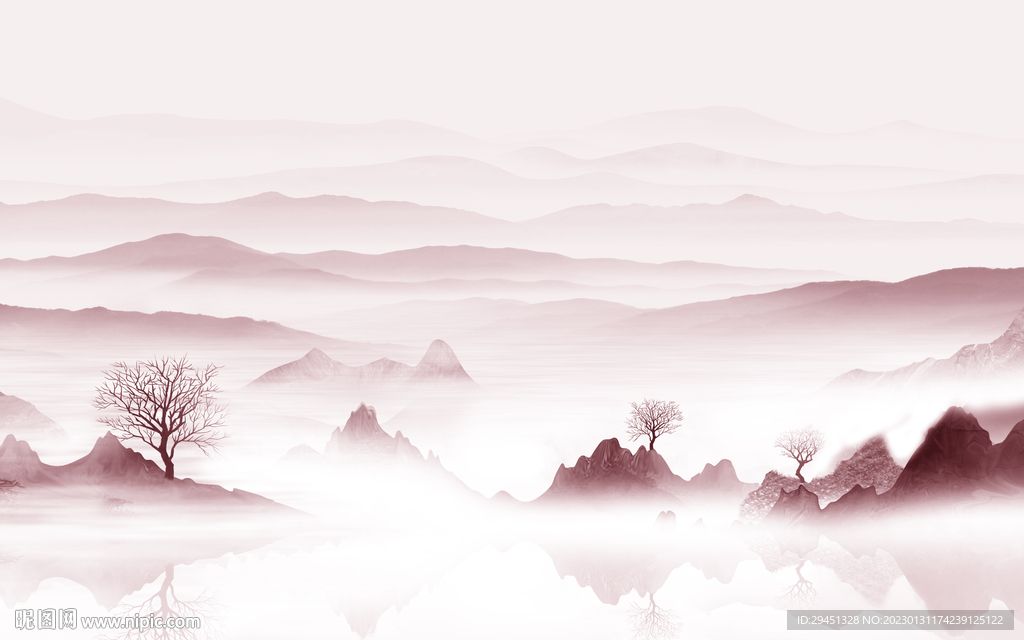 人气 最新山水墙画 tif分层