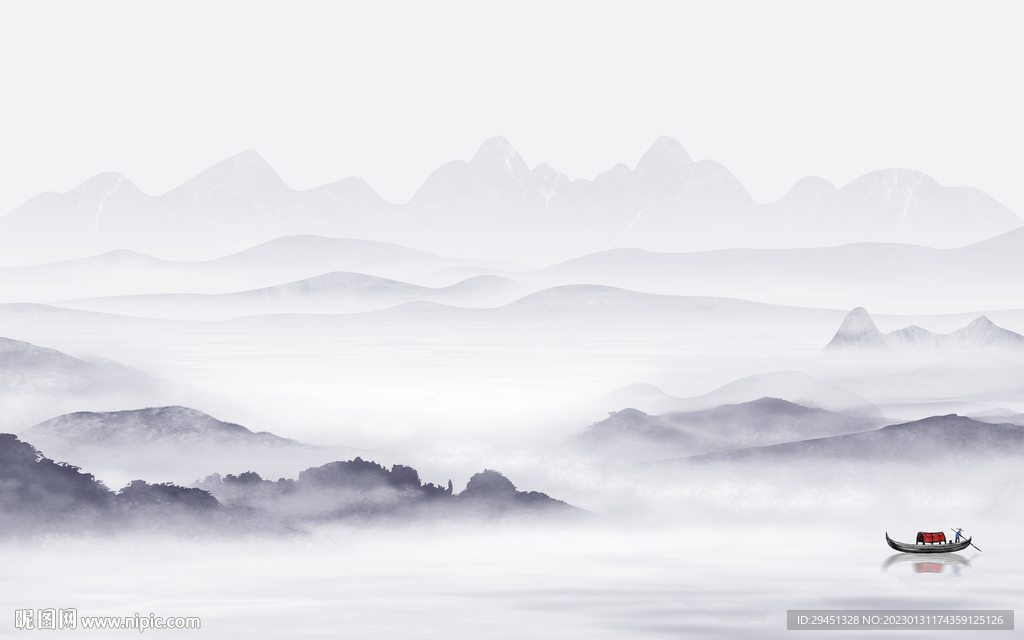 新款 最新山水墙画 tif分层