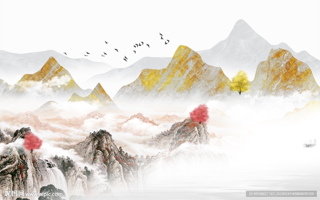 高档 现代高端山水 tif分层