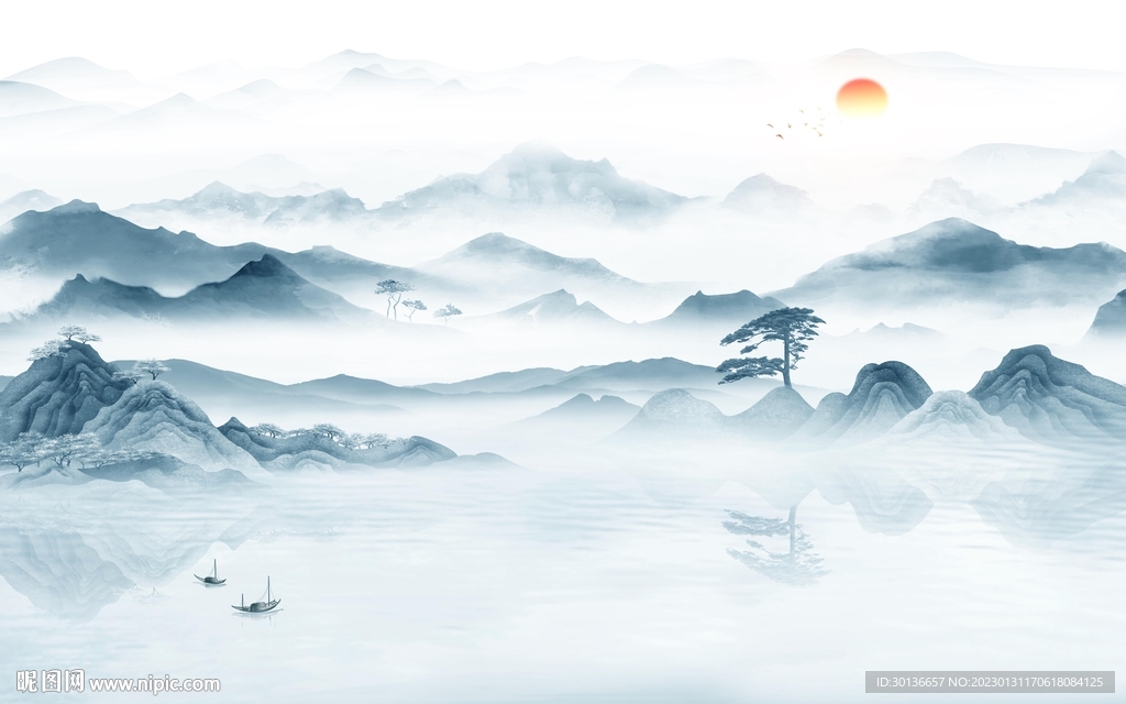 人气 现代高端山水 tif分层