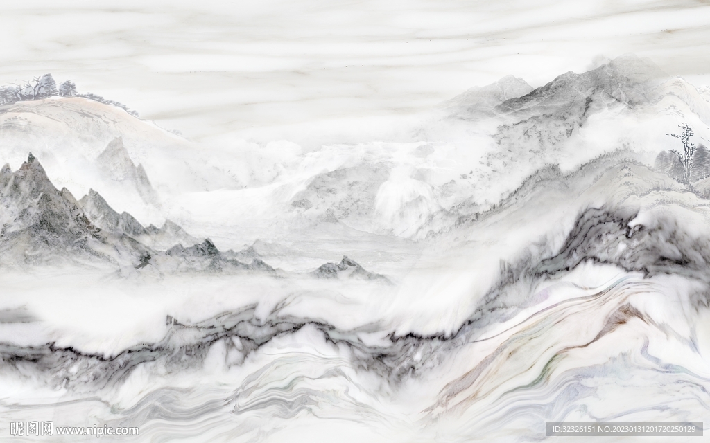 石纹 中式新款山水 tif分层