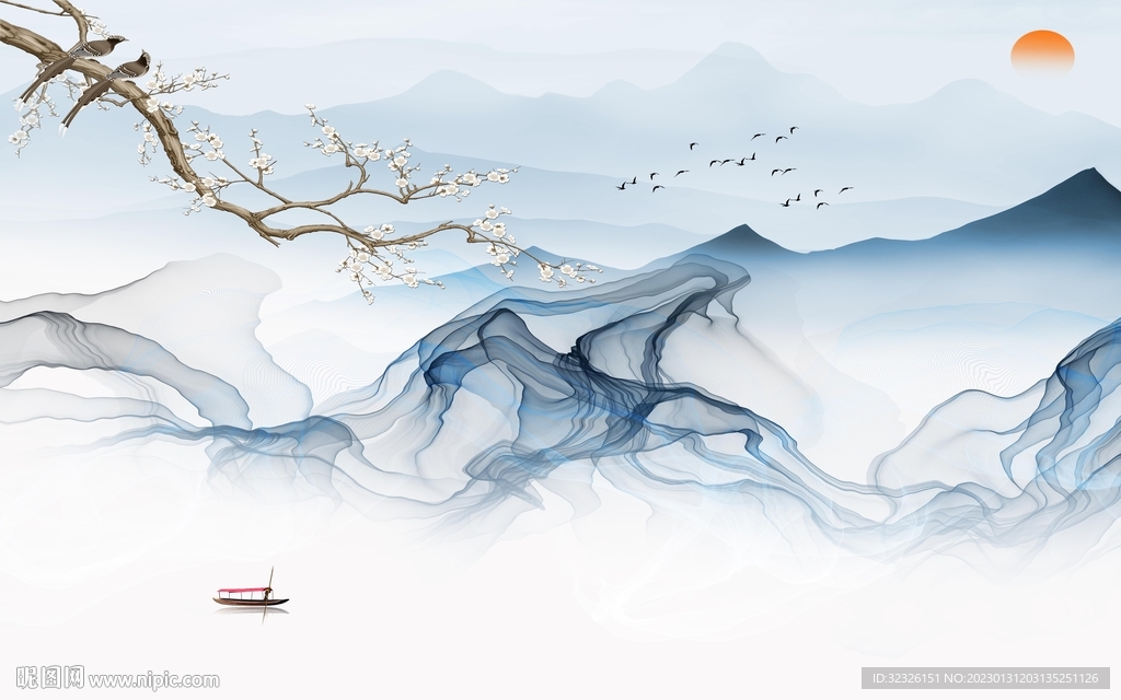 高档 中式新款山水 tif分层