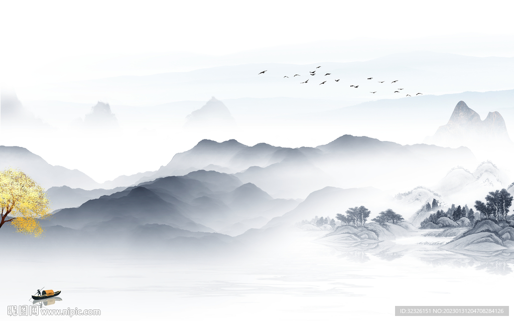 大气 中式新款山水 tif分层