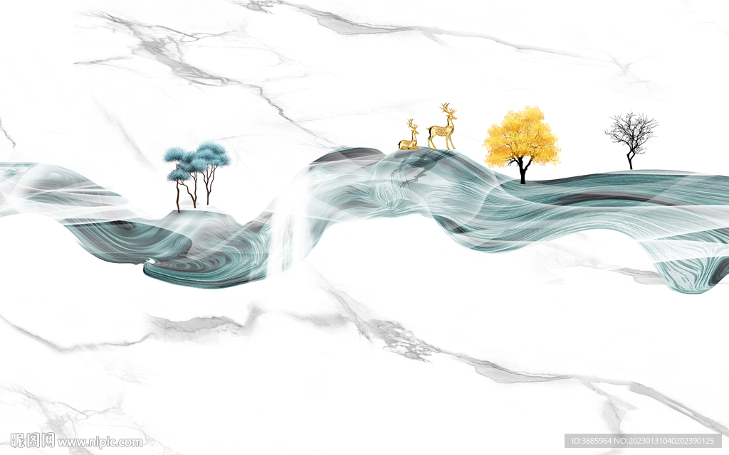 大理石纹理瓷砖北欧立体背景墙图