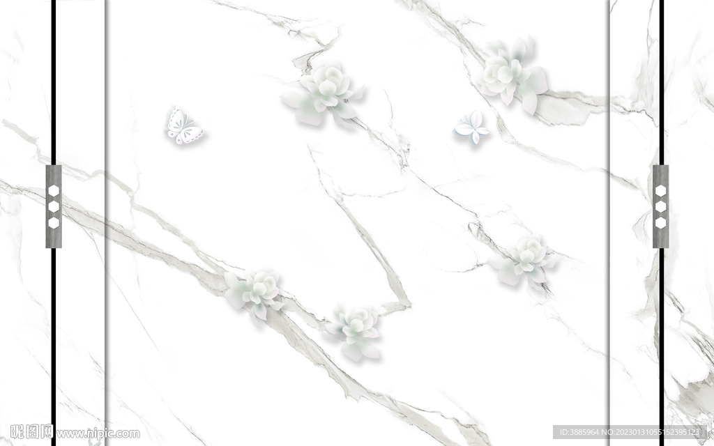 大理石纹理瓷砖北欧立体背景墙图