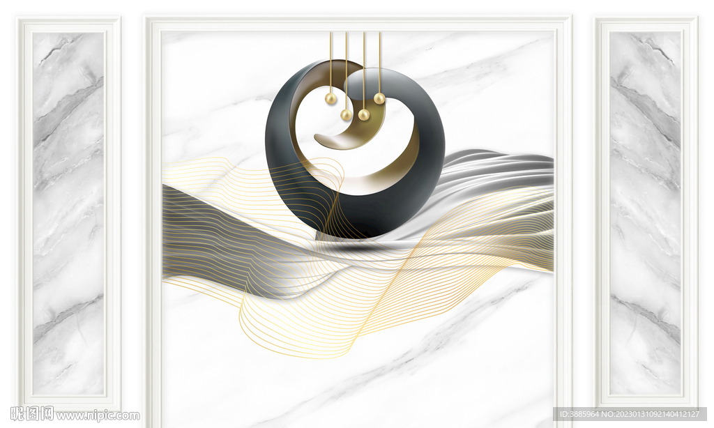 大理石纹理瓷砖北欧立体背景墙图