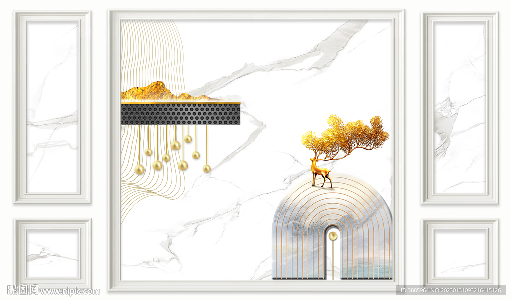 大理石纹理瓷砖北欧立体背景墙图