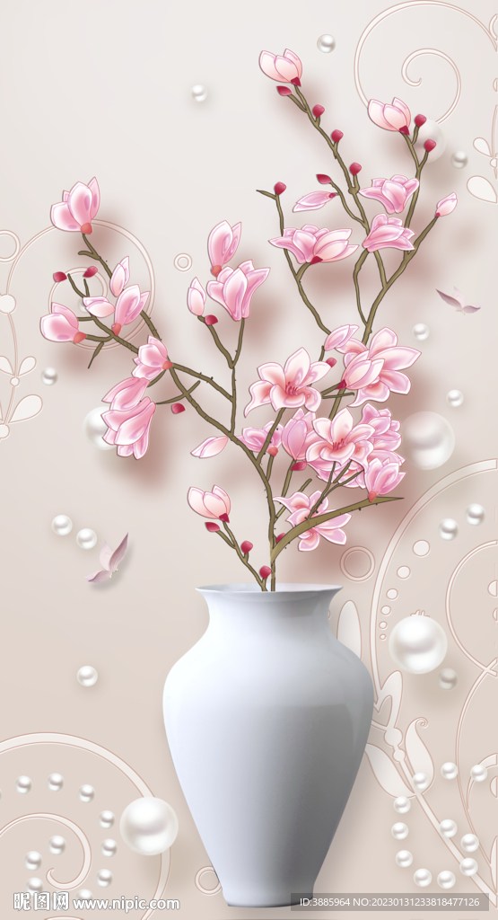 家和玉兰花瓶玄关图片