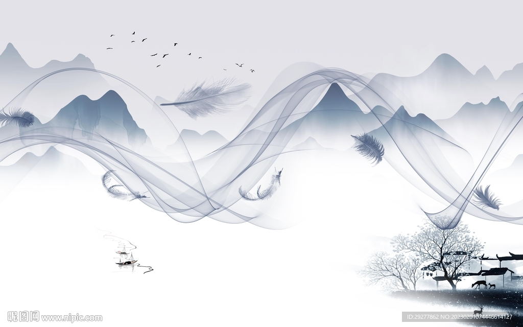 客厅 最新款山水画 TiF分层