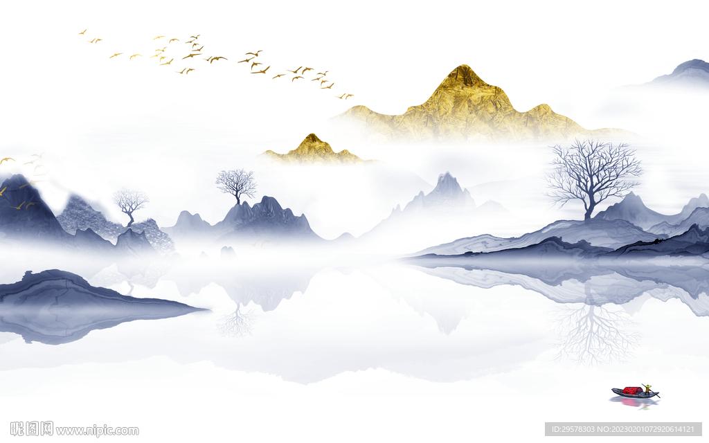 高档 爆款客厅山水 TIf分层