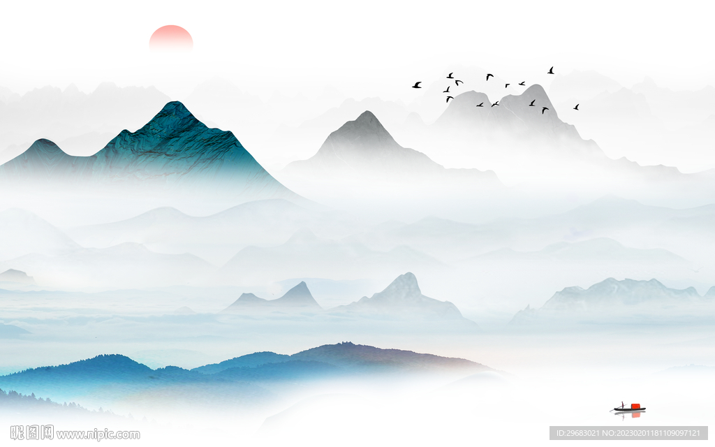 爆款 意境山水新画 TIF分层