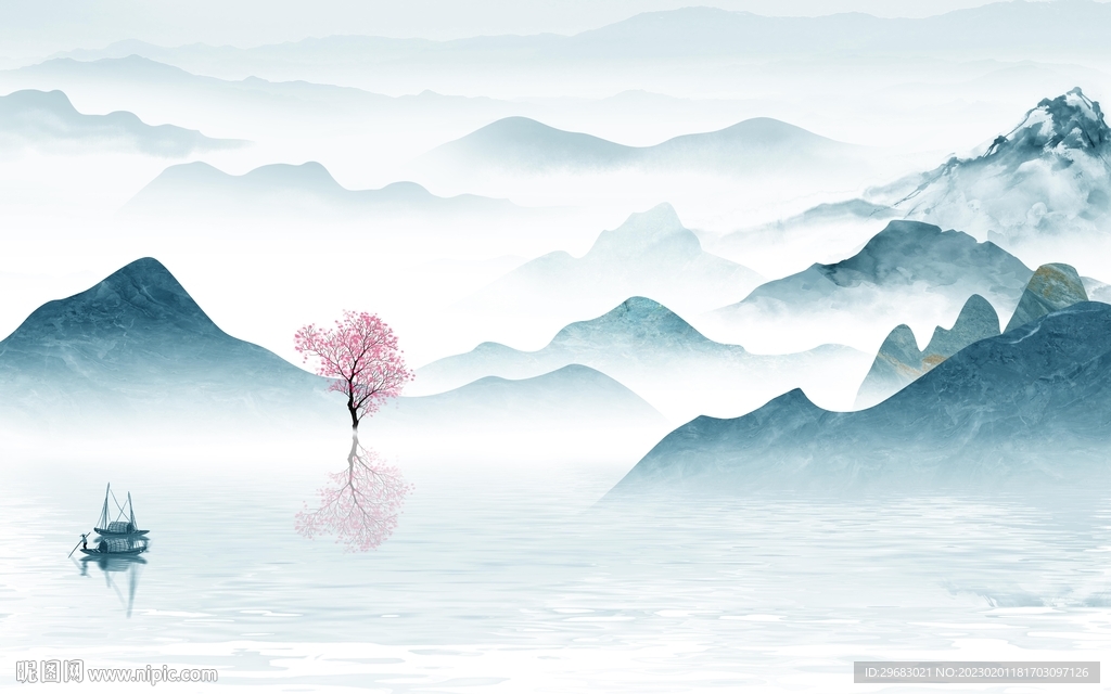 新款 意境山水新画 TIF分层