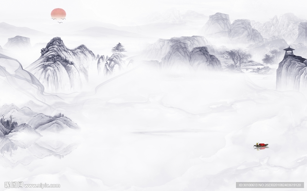 爆款 高档山水墙画 Tif分层