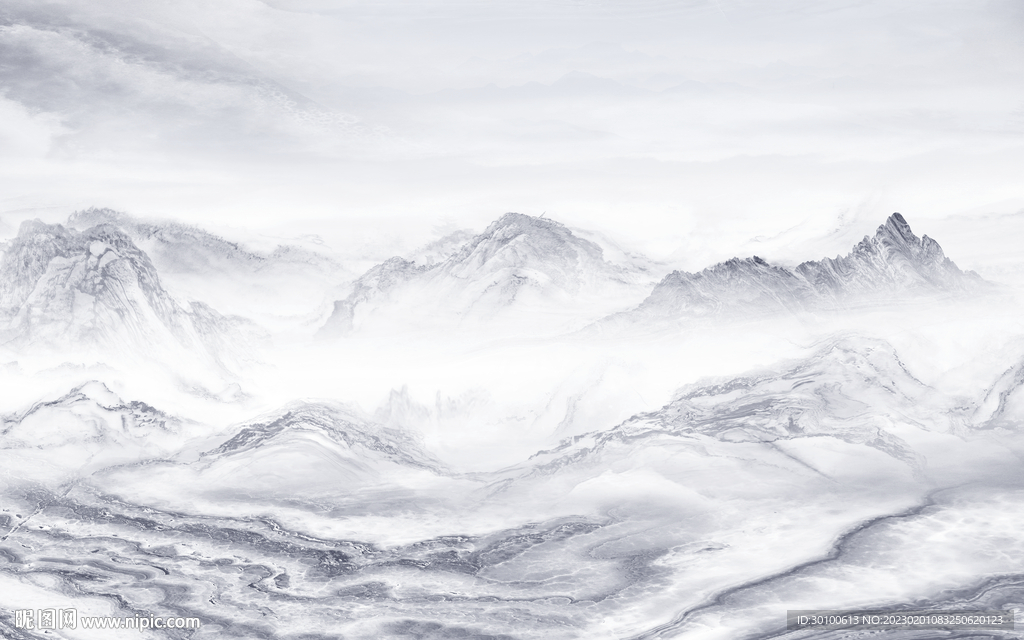 简约 高档山水墙画 Tif分层