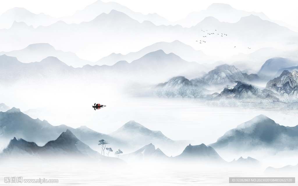 爆款 新高端山水画 tIF分层