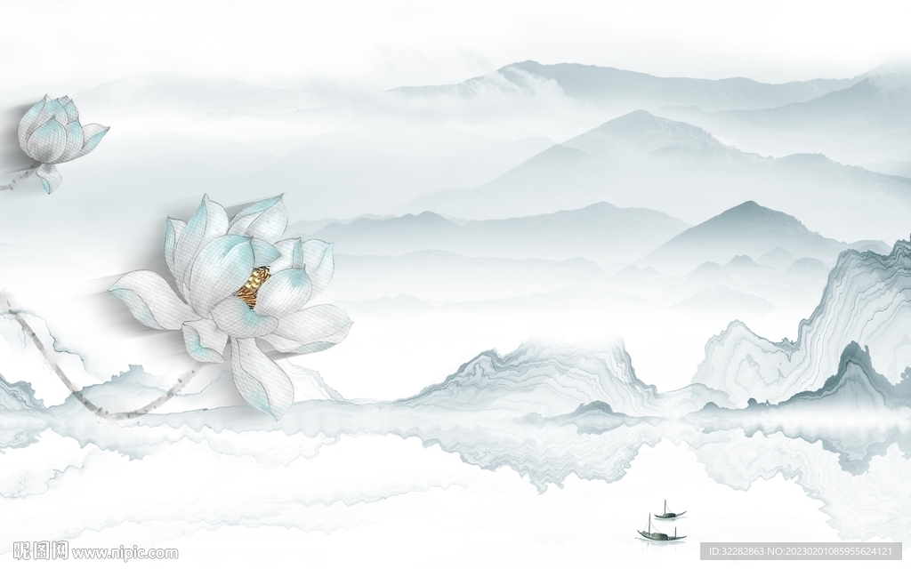 新款 新高端山水画 tIF分层