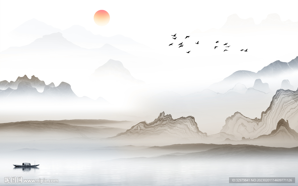 客厅 高清意境山水 tif分层