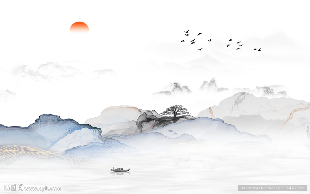 高端 高清意境山水 tif分层