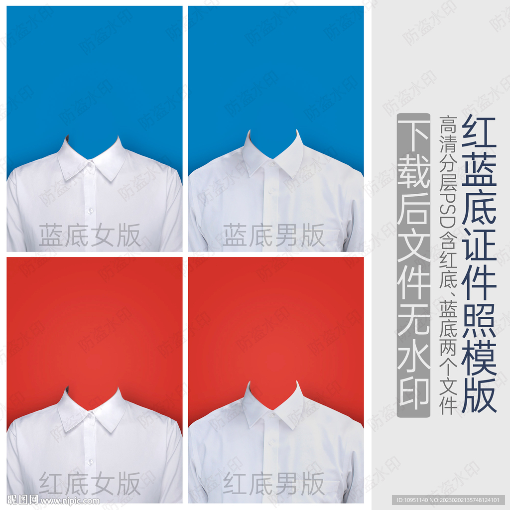 证件照 白衬衫 模版