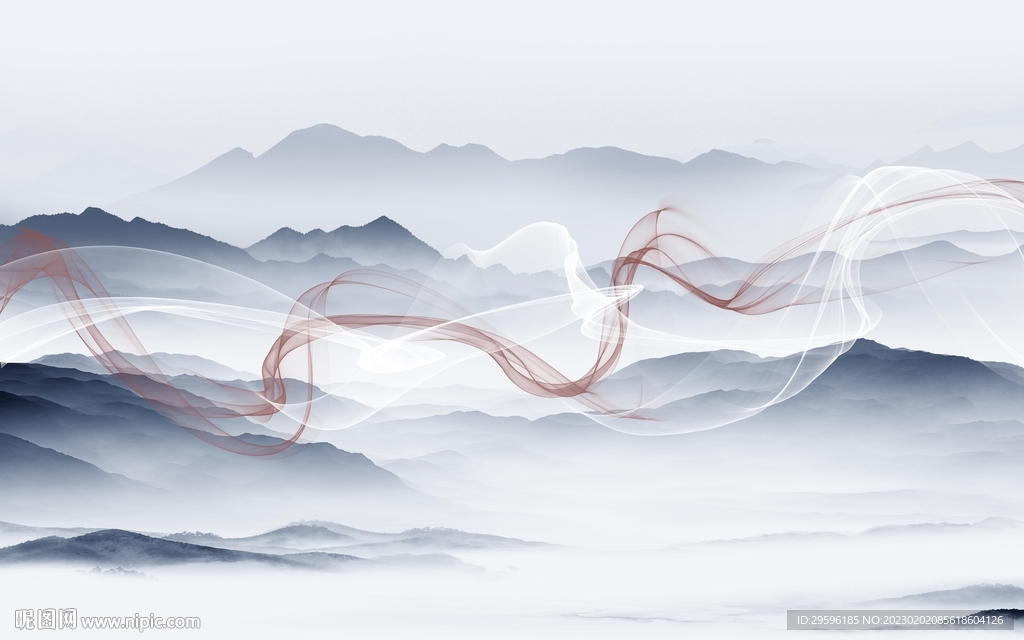 意境 客厅最新山水 TIF分层