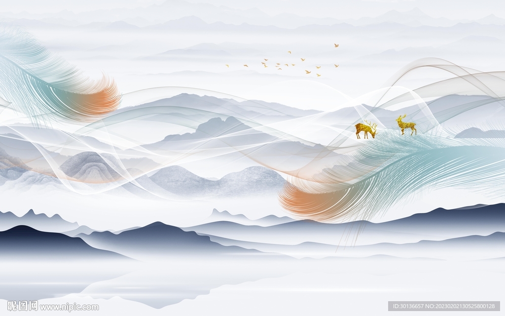 极简 意境人气山水 tif分层