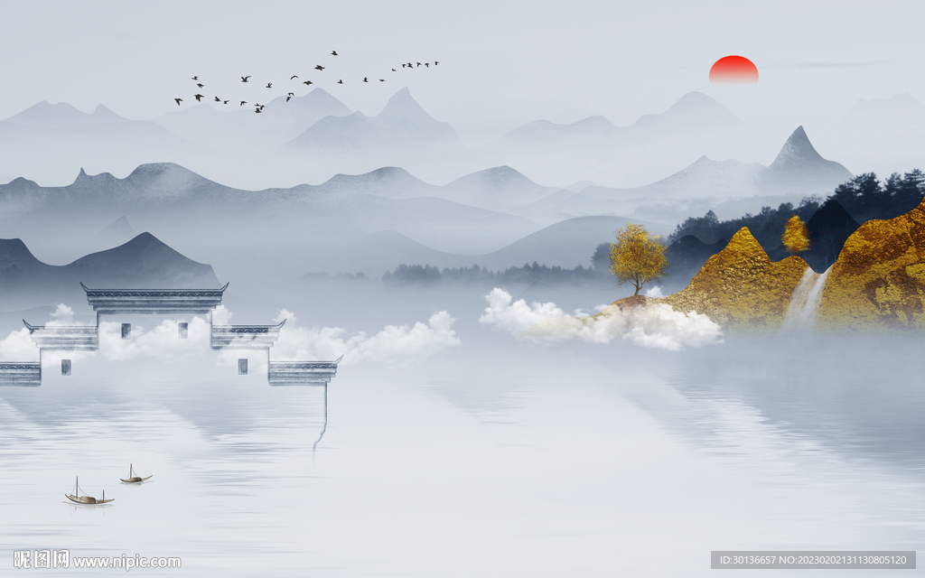 最新 意境人气山水 tif分层