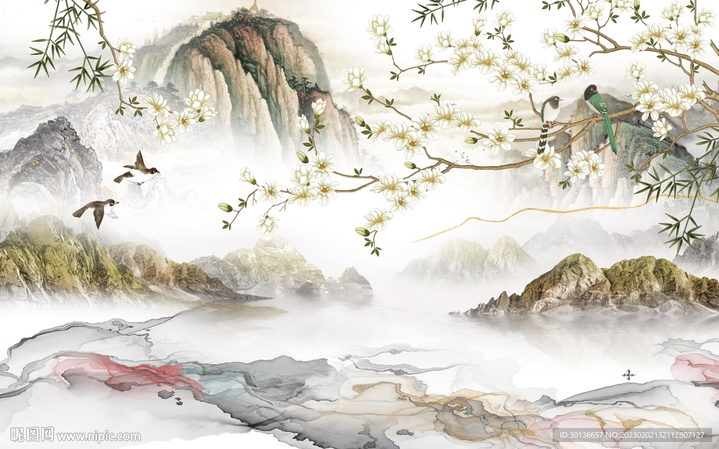 高档 意境人气山水 tif分层