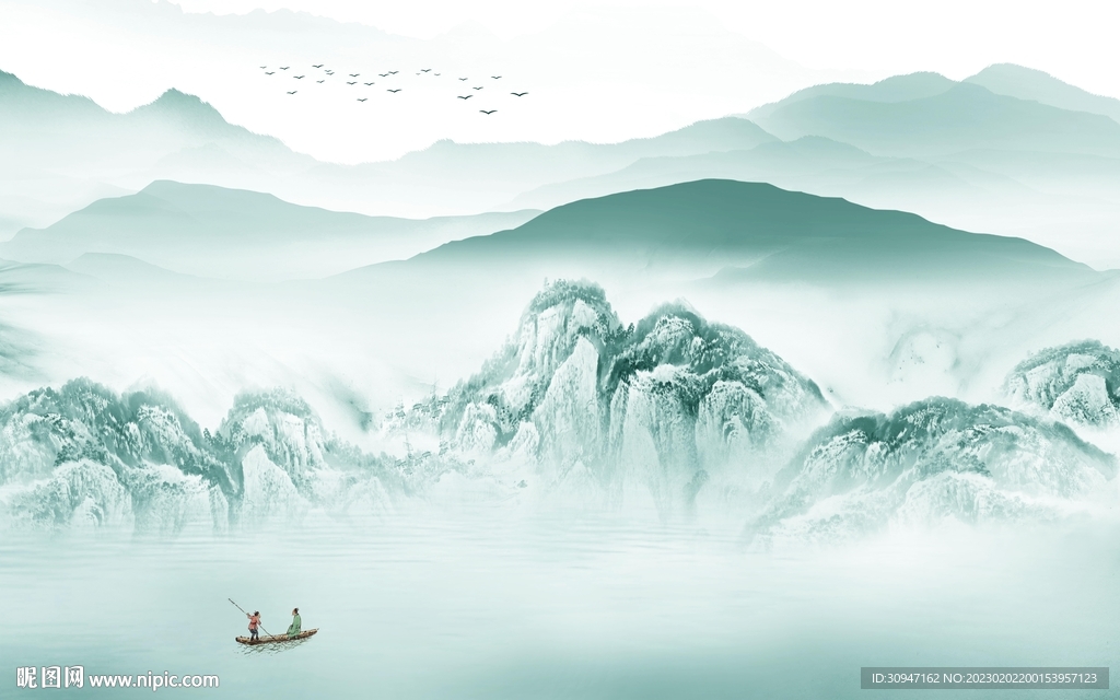 高清 中式新款山水 tIf分层