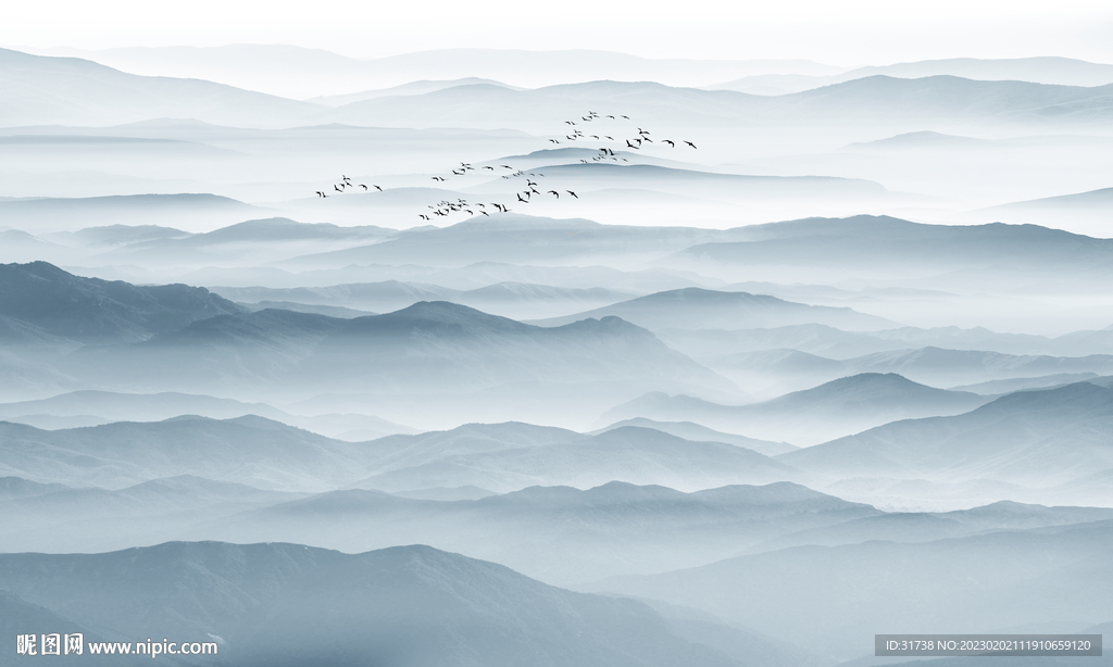 中式水墨山水电视背景墙