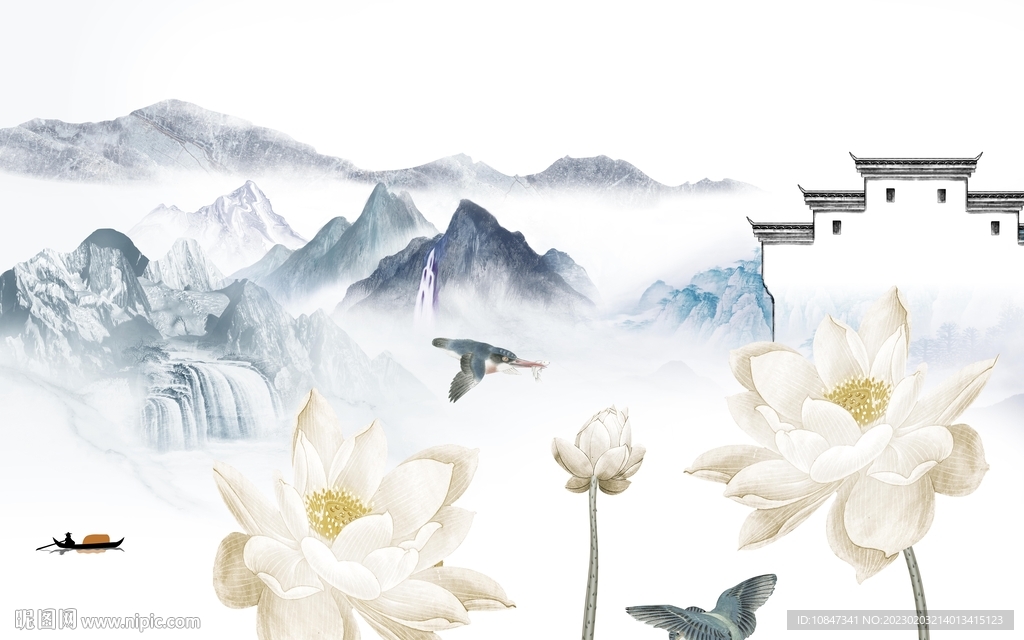 最新 中式新山水画 TIf分层