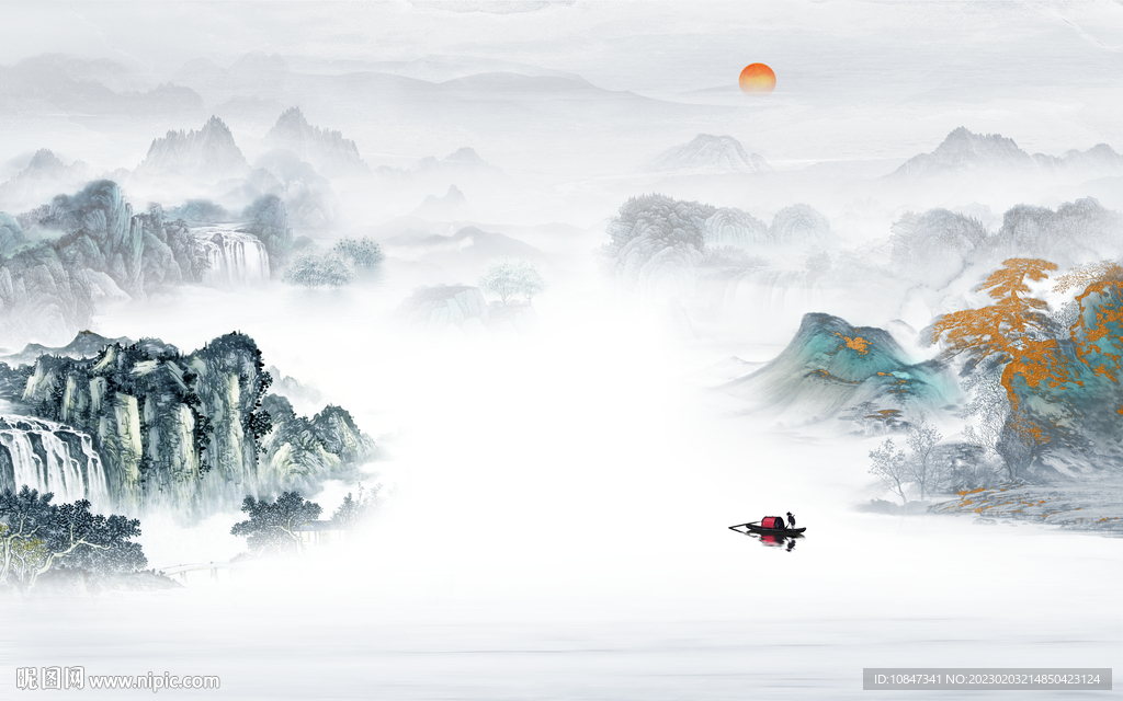 高档 中式新山水画 TIf分层