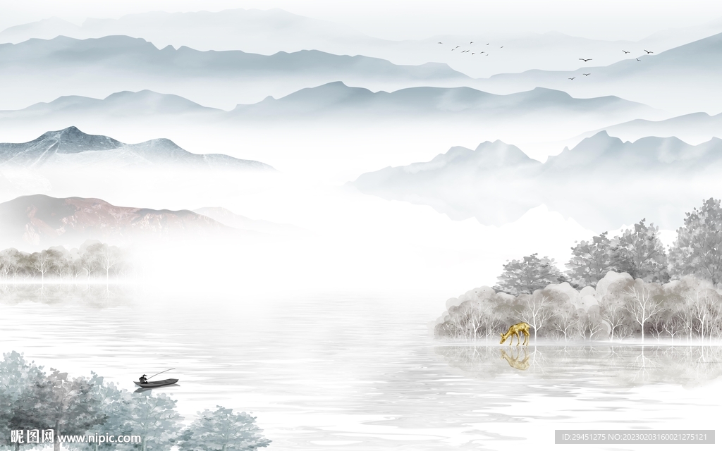 现代 新品中式山水 TiF分层