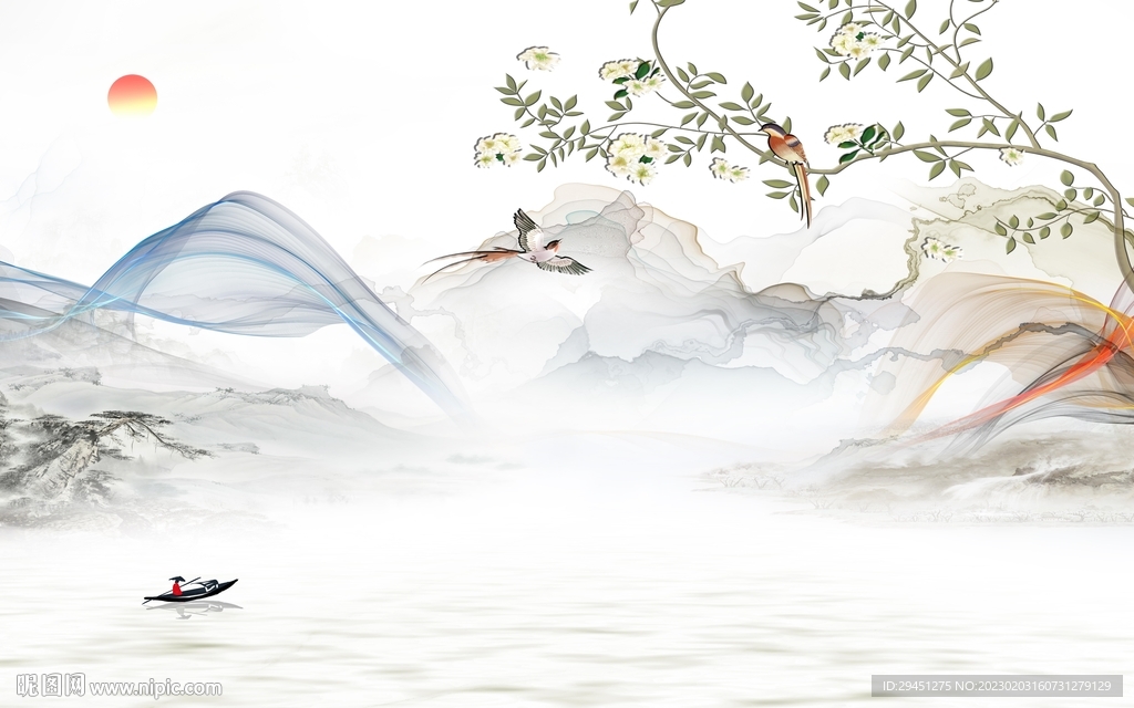 新款 新品中式山水 TiF分层