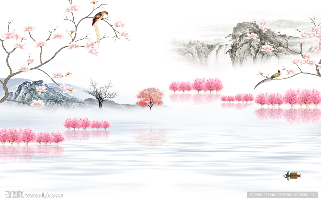 人气 新品中式山水 TiF分层