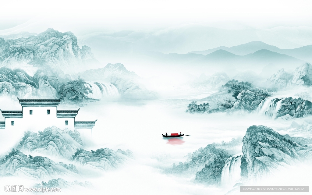 现代 高档背景山水 TIf分层