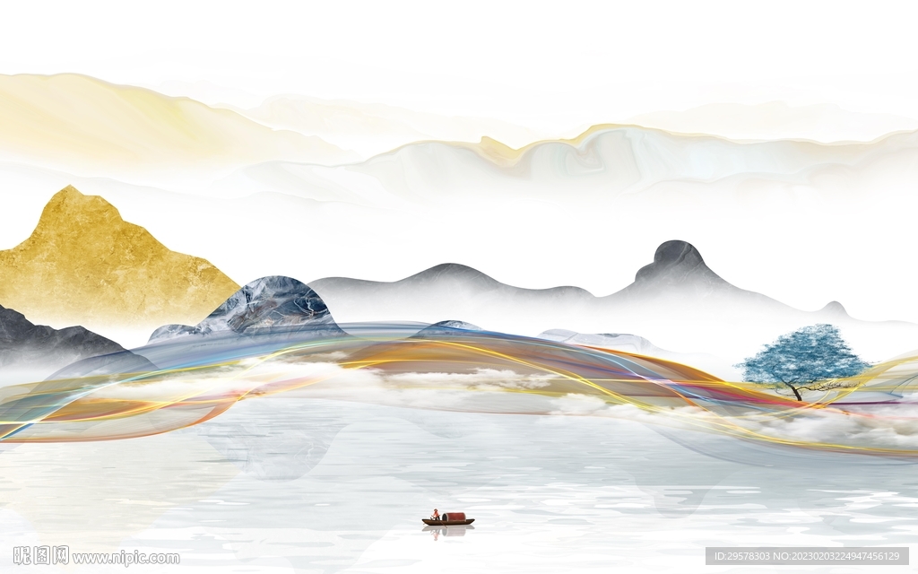 最新 高档背景山水 TIf分层