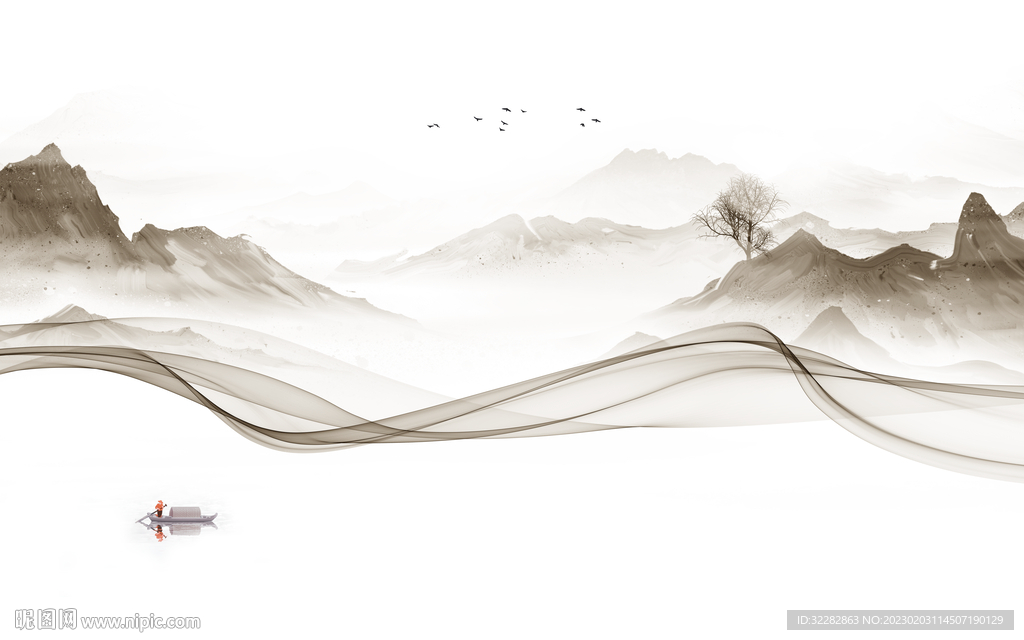 高端 新客厅山水画 tIF分层