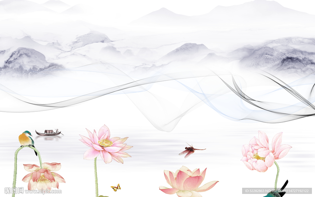 最 新客厅山水画 tIF分层图