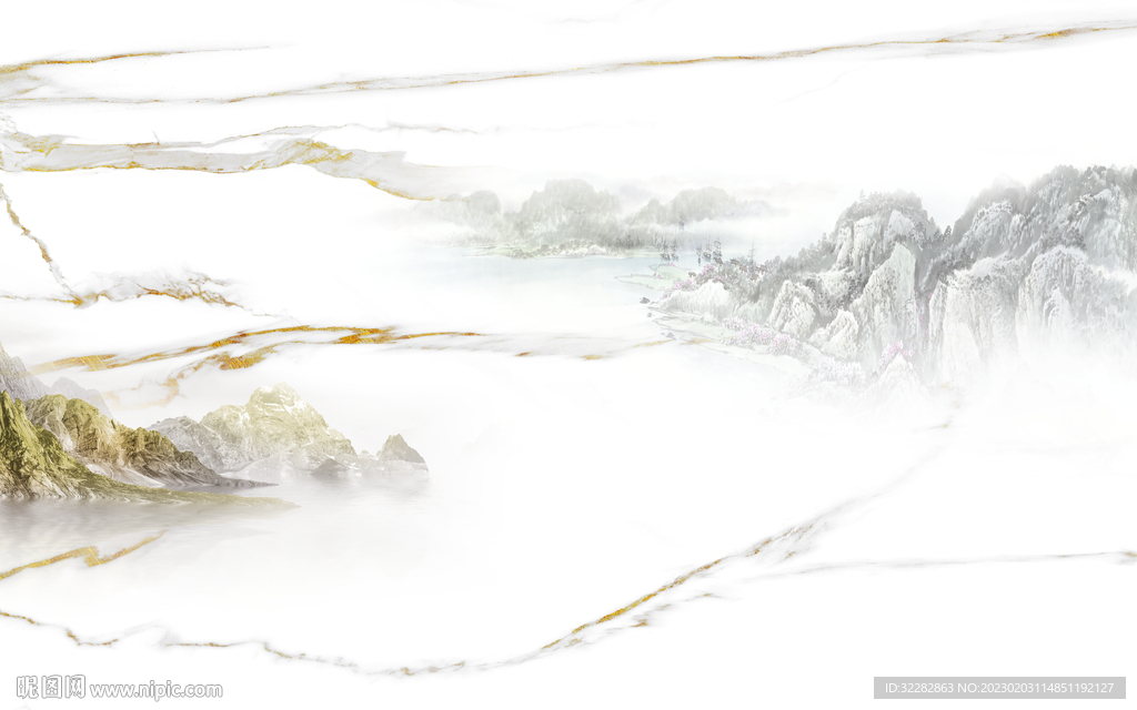 现代 新客厅山水画 tIF分层