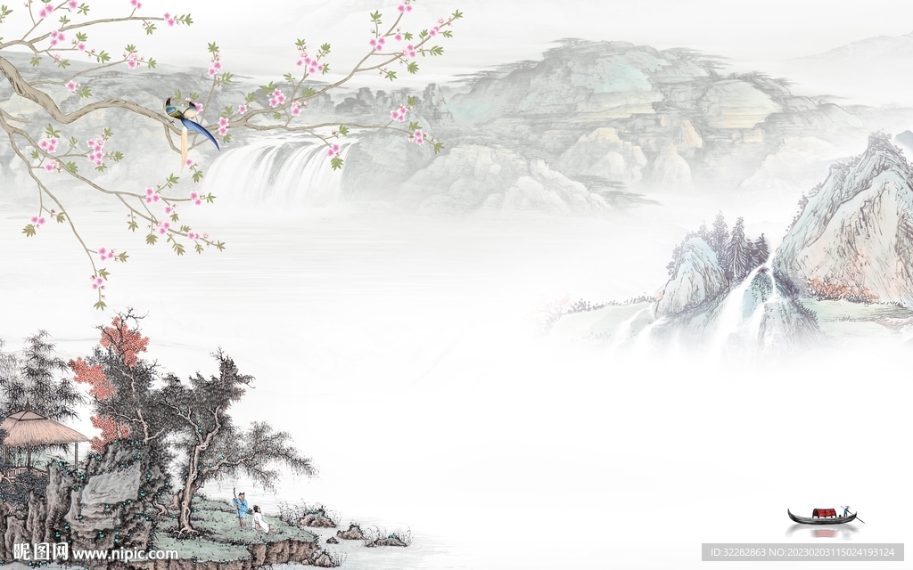 简约 新客厅山水画 tIF分层