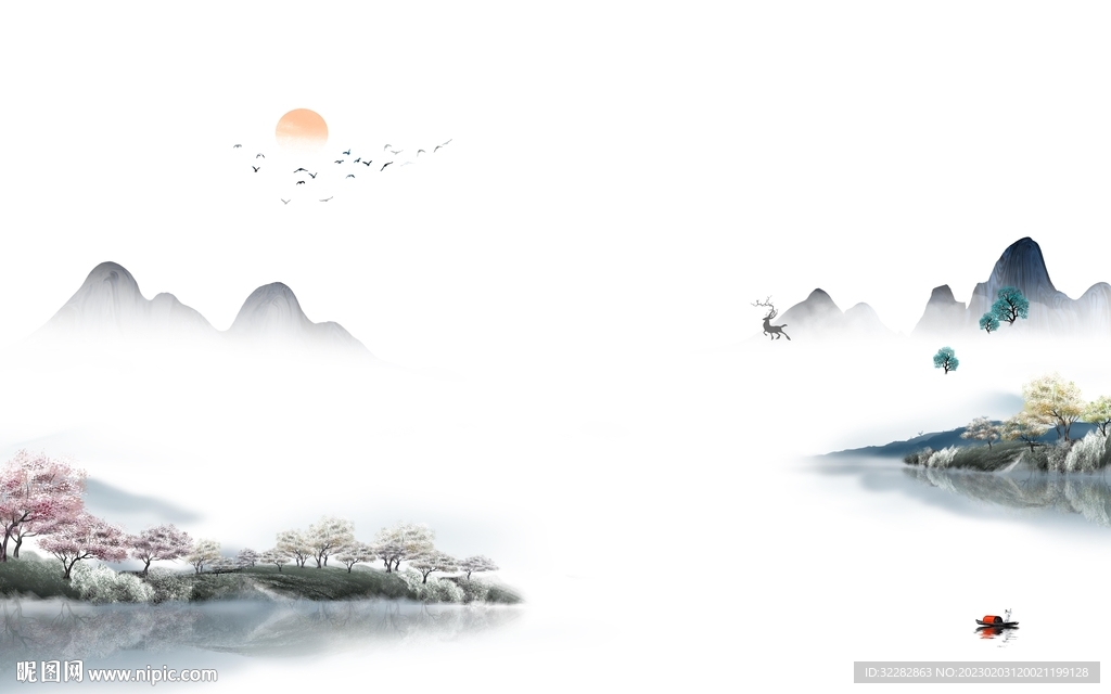 高清 新客厅山水画 tIF分层