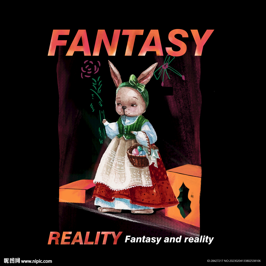 卡通兔子印花图案