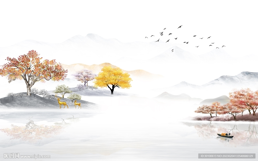 新款 高端背景山水 Tif分层