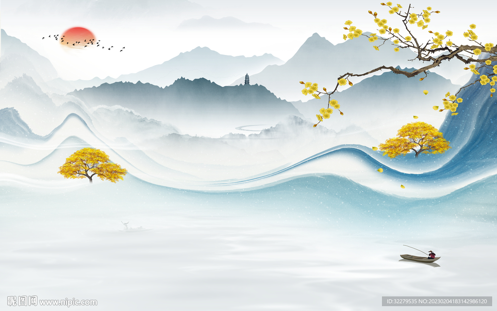 新款 中式新无框画 TiF分层