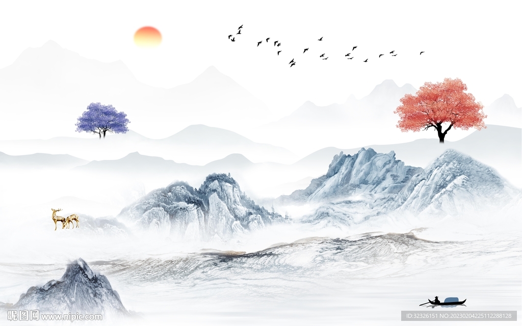 高端 意境最新山水 tif分层