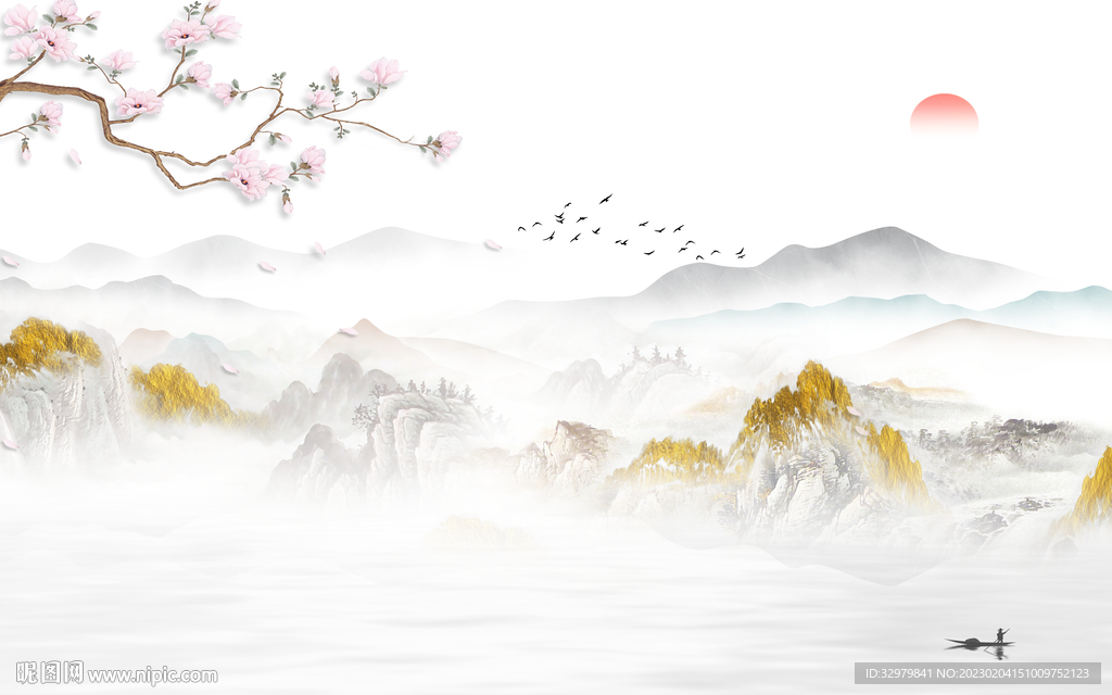 人气 新款中式山水 tif分层