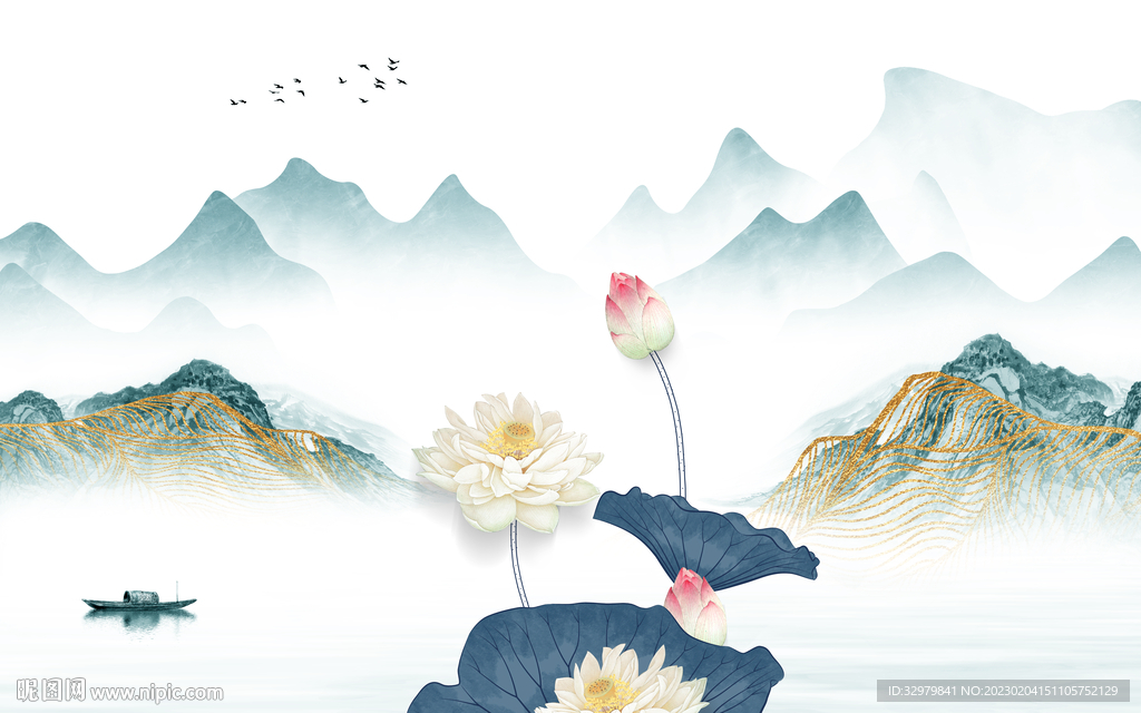 高端 新款中式山水 tif分层