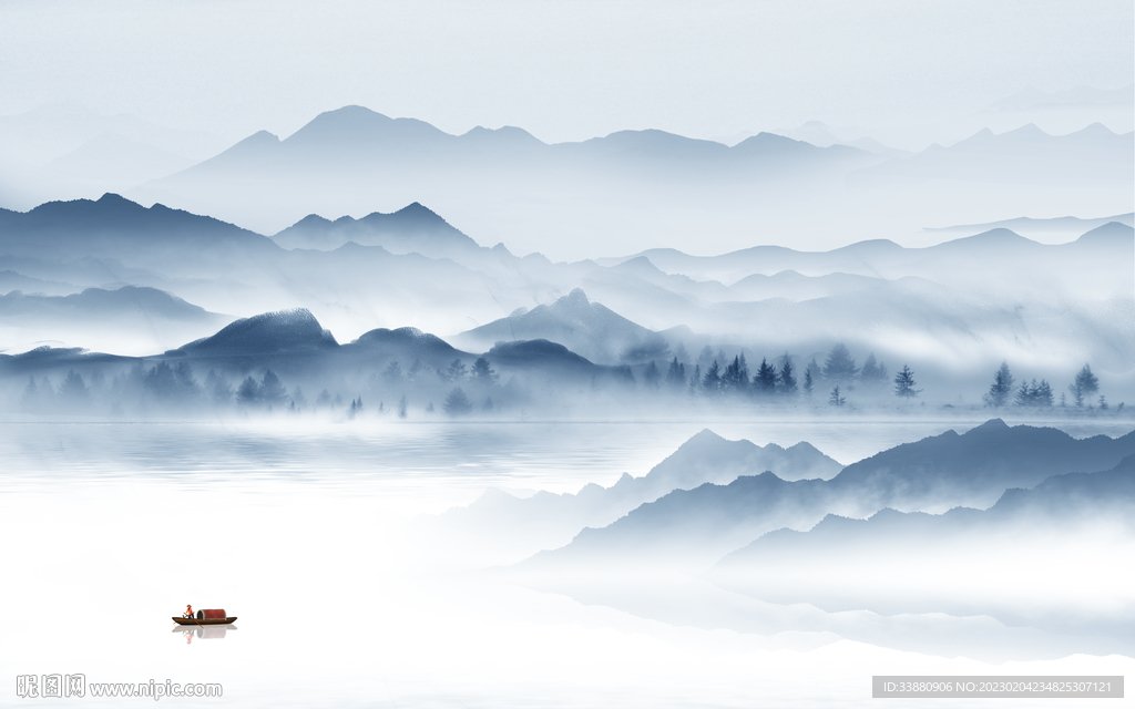 人气 中式沙发山水 Tif分层